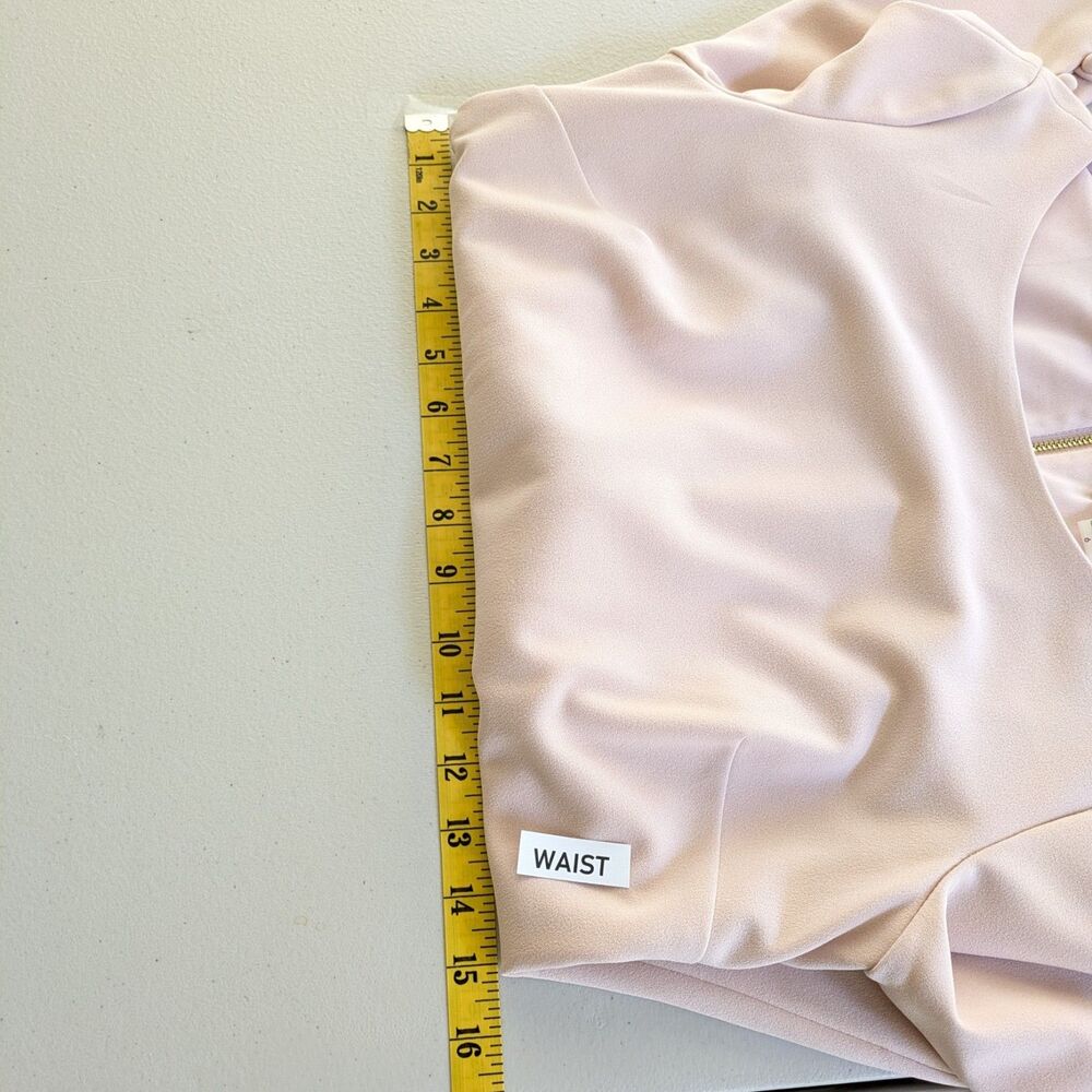 Calvin Klein Blush Pink Chiffon Bell Sleeve Sheath Dress Size 6 Button Detail - Picture 11 of 15